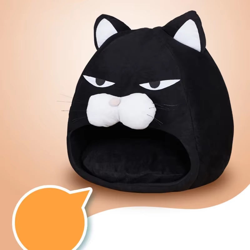 Warm Black Cat Shape House/Bed for Cats Bed Cushion Sleeping Bag Puppy Bed Mat Cat Accessories Pet Dog Bed Kennel Cama Gato