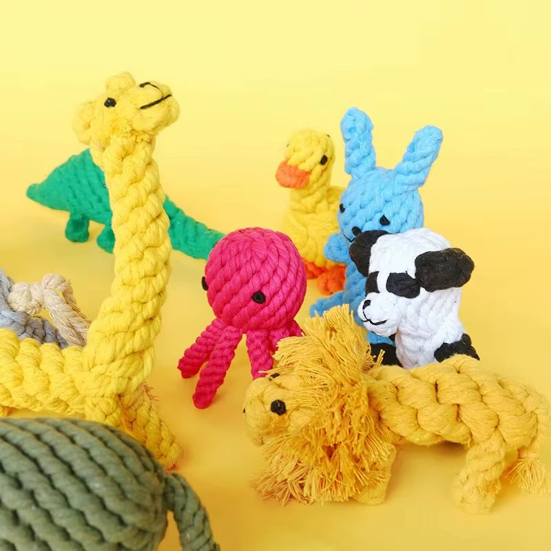 New 1Pcs Pet Dog Chew Toys Kitten Grinding Cleaning Teeth Puppy Cat Rope Knot Ball Toy Animal Playing Accessories Pet Products