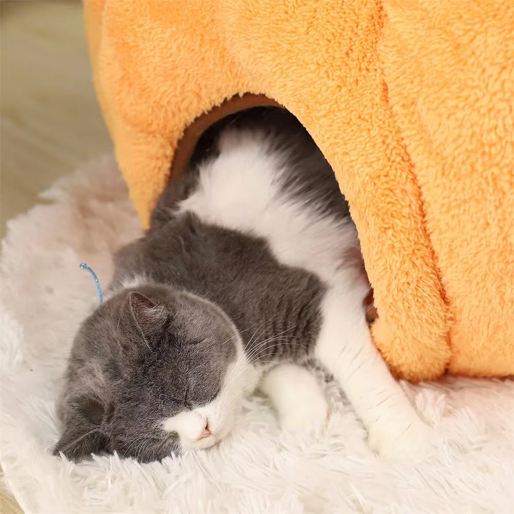 Dropshipping Halloween Pet Bed House Orange Dog Bed Animal Cave Nest Puppy Dog Kennel Cute Pet Cat Dog House High Quality