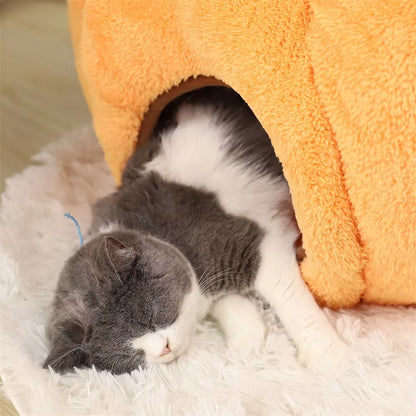Dropshipping Halloween Pet Bed House Orange Dog Bed Animal Cave Nest Puppy Dog Kennel Cute Pet Cat Dog House High Quality