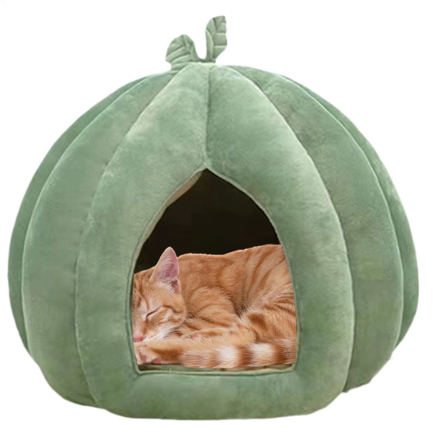 Pumpkin Cat Bed Pumpkin Cat House Cat Cave Thickened Halloween Pet Bed Enclosed Cat Nest Winter Warm Cat Bed Pet Sleeping House