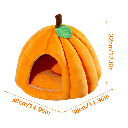 Autumn and Winter Cat and Dog Semi-Enclosed Pet Bed Warm and Thick Cat and Dog Nest Pet Supplies Creative Pumpkin Pet House