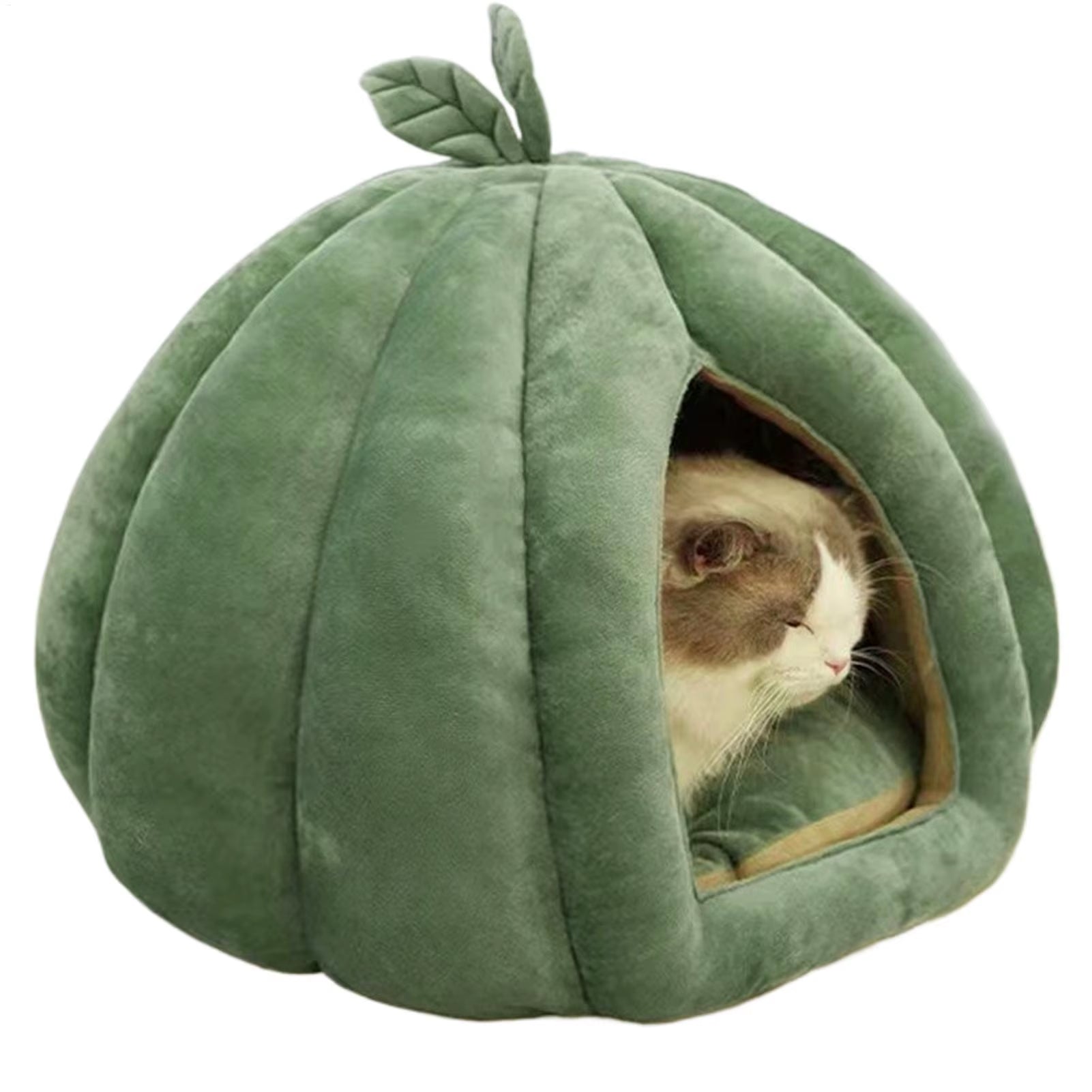 Pumpkin Cat Bed Pumpkin Cat House Cat Cave Thickened Halloween Pet Bed Enclosed Cat Nest Winter Warm Cat Bed Pet Sleeping House
