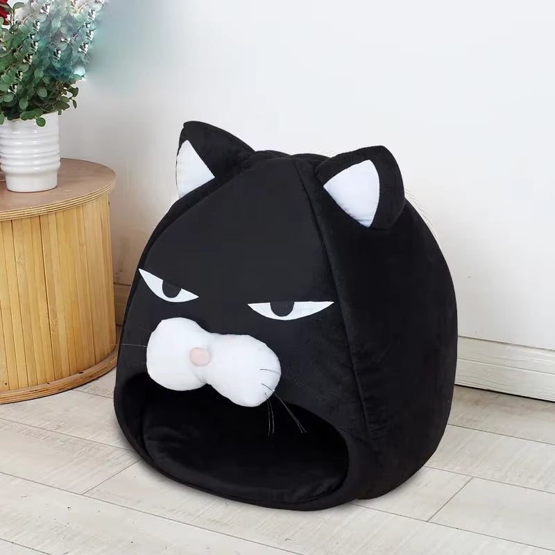 Warm Black Cat Shape House/Bed for Cats Bed Cushion Sleeping Bag Puppy Bed Mat Cat Accessories Pet Dog Bed Kennel Cama Gato
