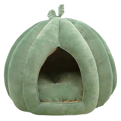 Pumpkin Cat Bed Pumpkin Cat House Cat Cave Thickened Halloween Pet Bed Enclosed Cat Nest Winter Warm Cat Bed Pet Sleeping House