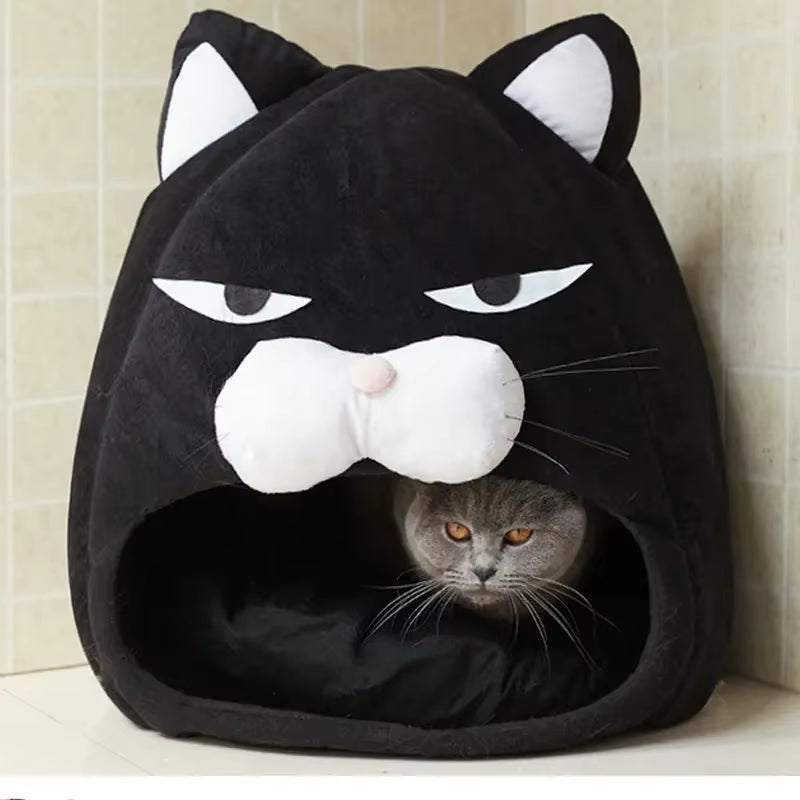 Warm Black Cat Shape House/Bed for Cats Bed Cushion Sleeping Bag Puppy Bed Mat Cat Accessories Pet Dog Bed Kennel Cama Gato