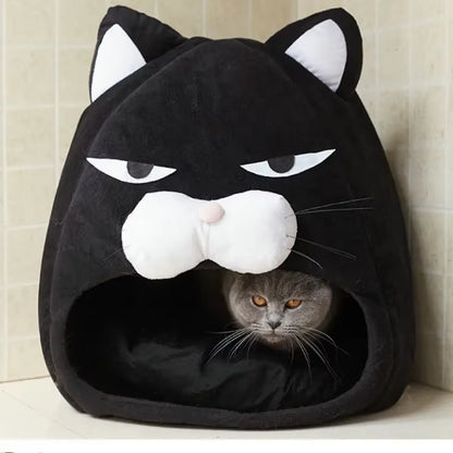 Warm Black Cat Shape House/Bed for Cats Bed Cushion Sleeping Bag Puppy Bed Mat Cat Accessories Pet Dog Bed Kennel Cama Gato