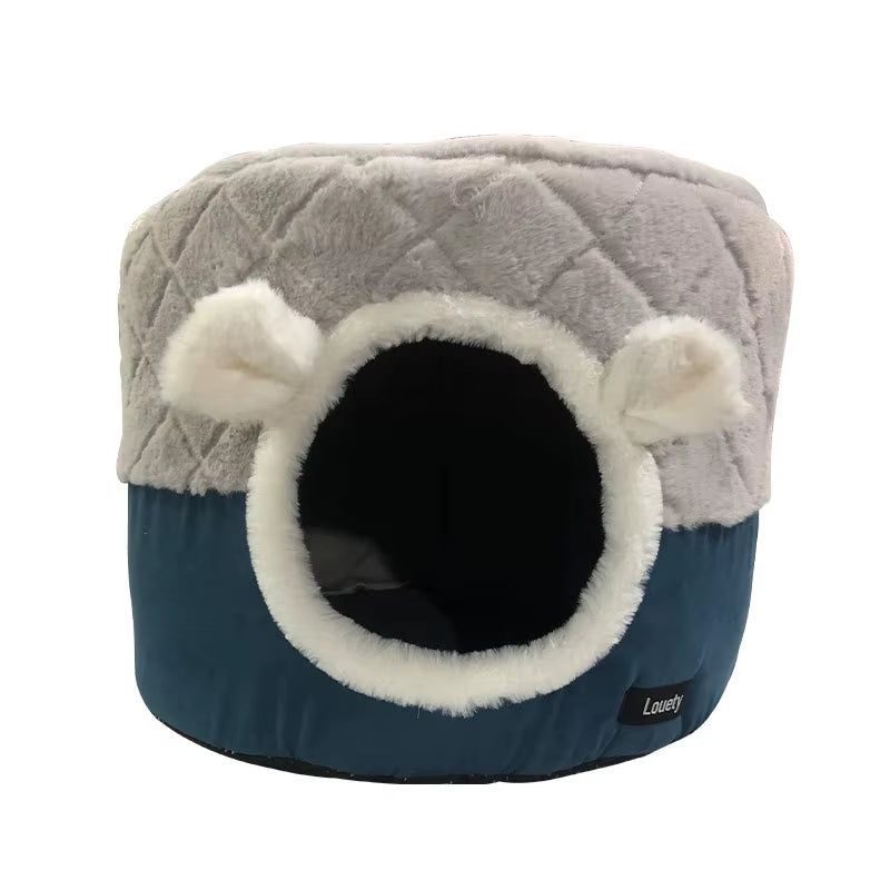 Pet Cat Plush Cozy Bed'S Dog Kennel Puppy Little Hiding Houses Hut Nest Covered January for Small Kitten Cushion Mat Products