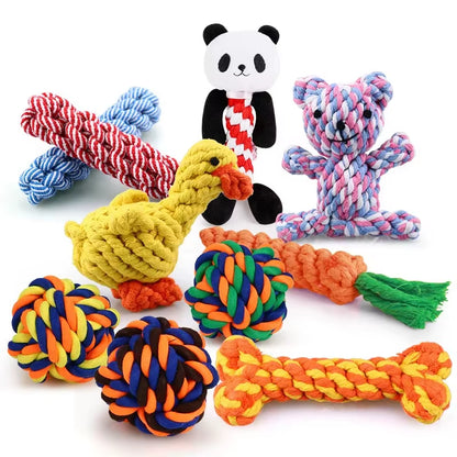 New 1Pcs Pet Dog Chew Toys Kitten Grinding Cleaning Teeth Puppy Cat Rope Knot Ball Toy Animal Playing Accessories Pet Products