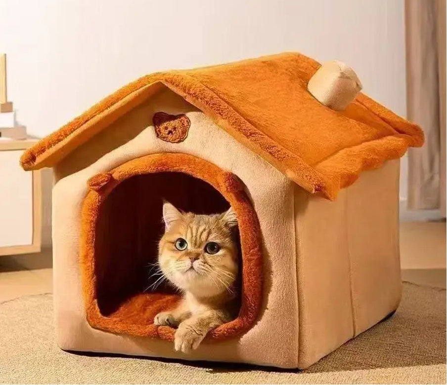 All Season Dog House Style Bed - Removable Washable Pet Bed for Small Dogs Teddy Winter Warm Cat Dog House