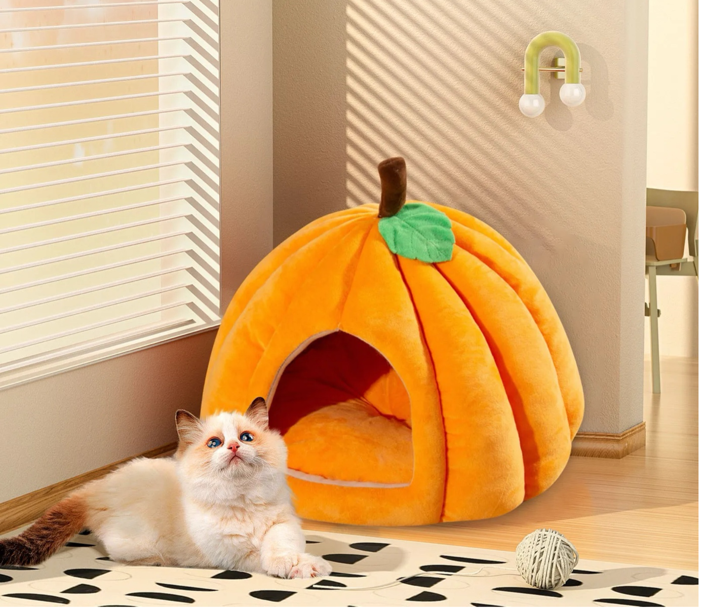 Pumpkin Pet House -Cat and Dog Semi-Enclosed Pet Bed Warm and Thick