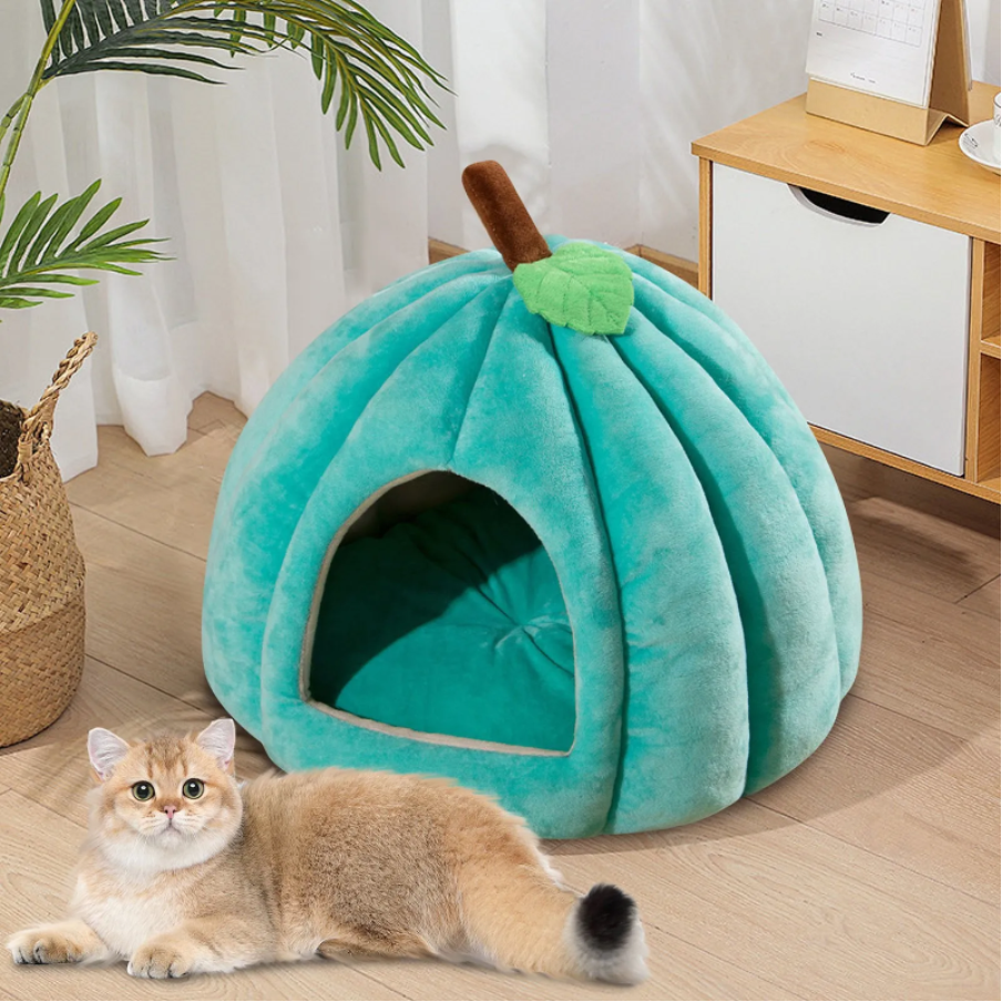 Pumpkin Pet House -Cat and Dog Semi-Enclosed Pet Bed Warm and Thick