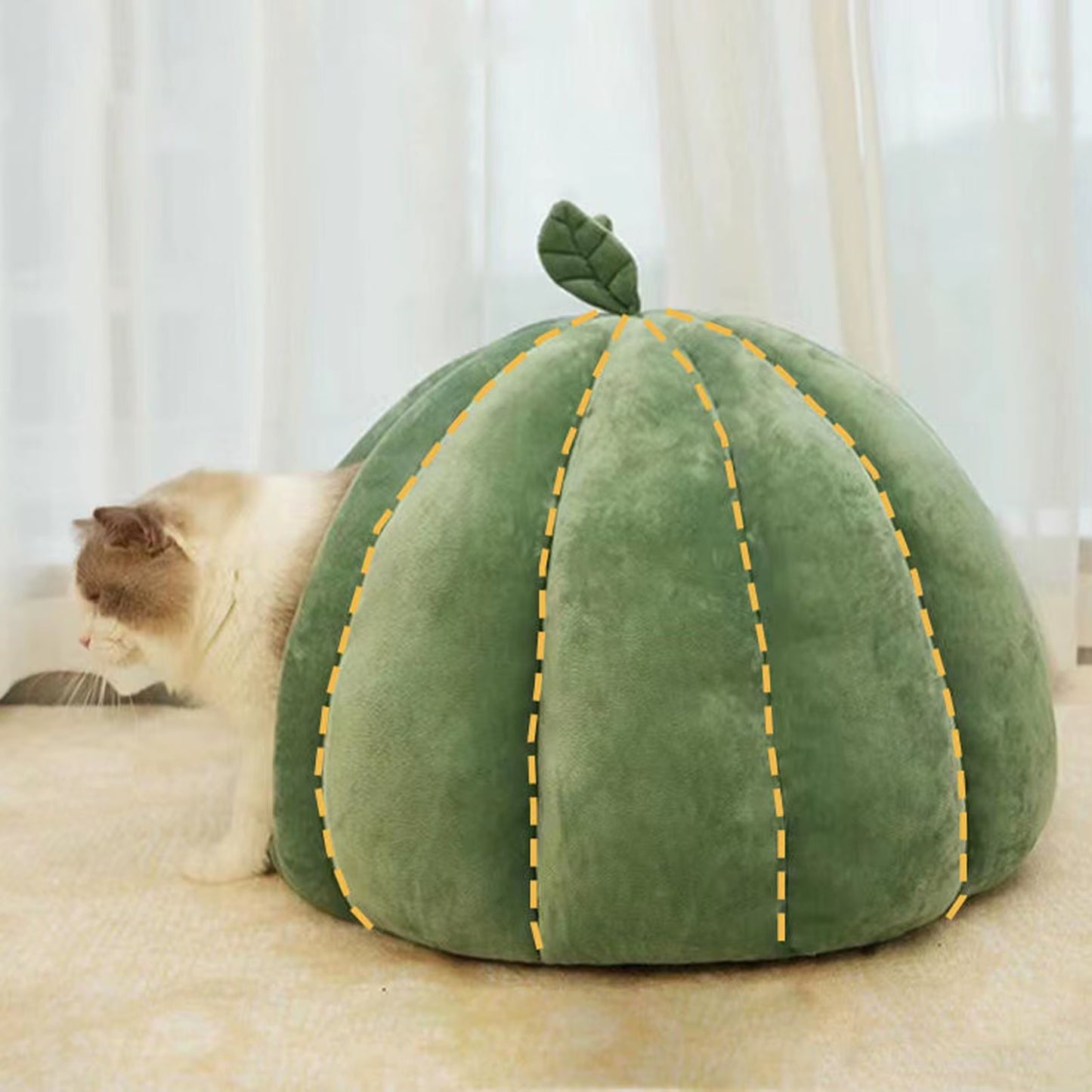 Pumpkin Cat Bed Pumpkin Cat House Cat Cave Thickened Halloween Pet Bed Enclosed Cat Nest Winter Warm Cat Bed Pet Sleeping House