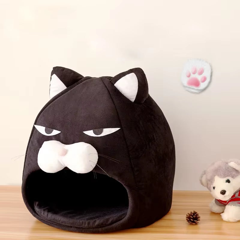 Warm Black Cat Shape House/Bed for Cats Bed Cushion Sleeping Bag Puppy Bed Mat Cat Accessories Pet Dog Bed Kennel Cama Gato