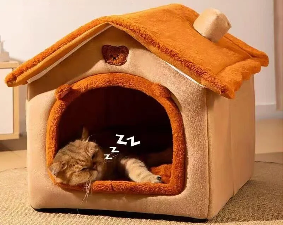All Season Dog House Style Bed - Removable Washable Pet Bed for Small Dogs Teddy Winter Warm Cat Dog House